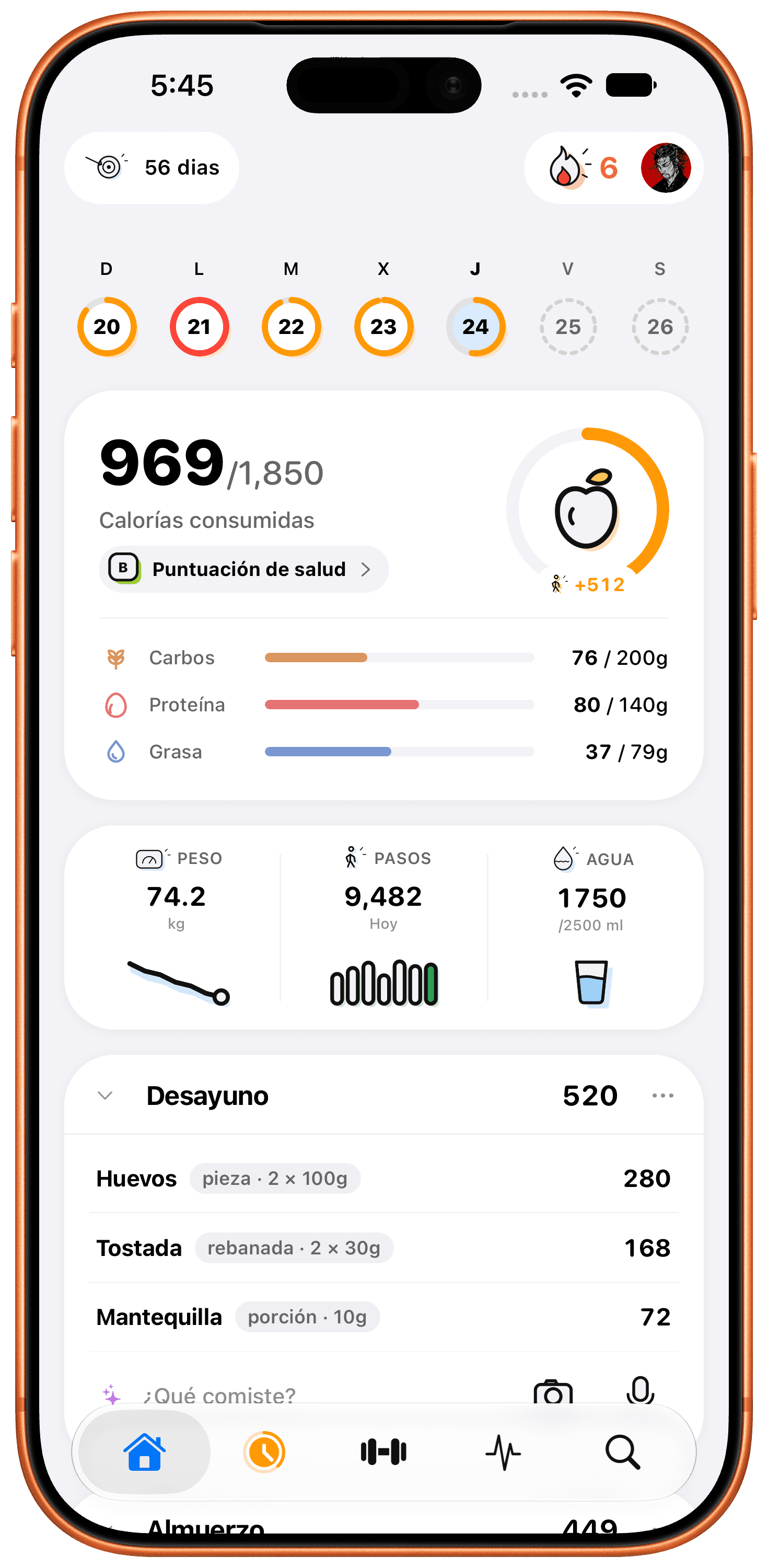 Leen app home screen on iPhone (es)